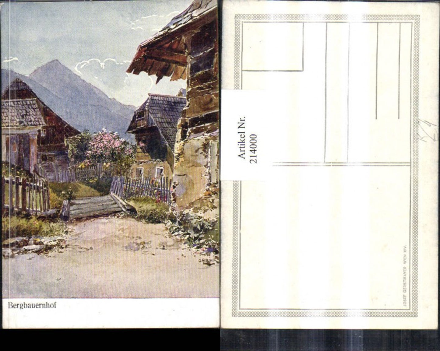 214000,Künstler AK O. Elsner „Bergbauernhof“ Ansicht