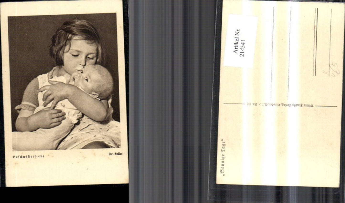 214541,Kind Mädchen m. Baby a. Arm Geschwisterliebe Dr. Keller pub Walter Flechsig