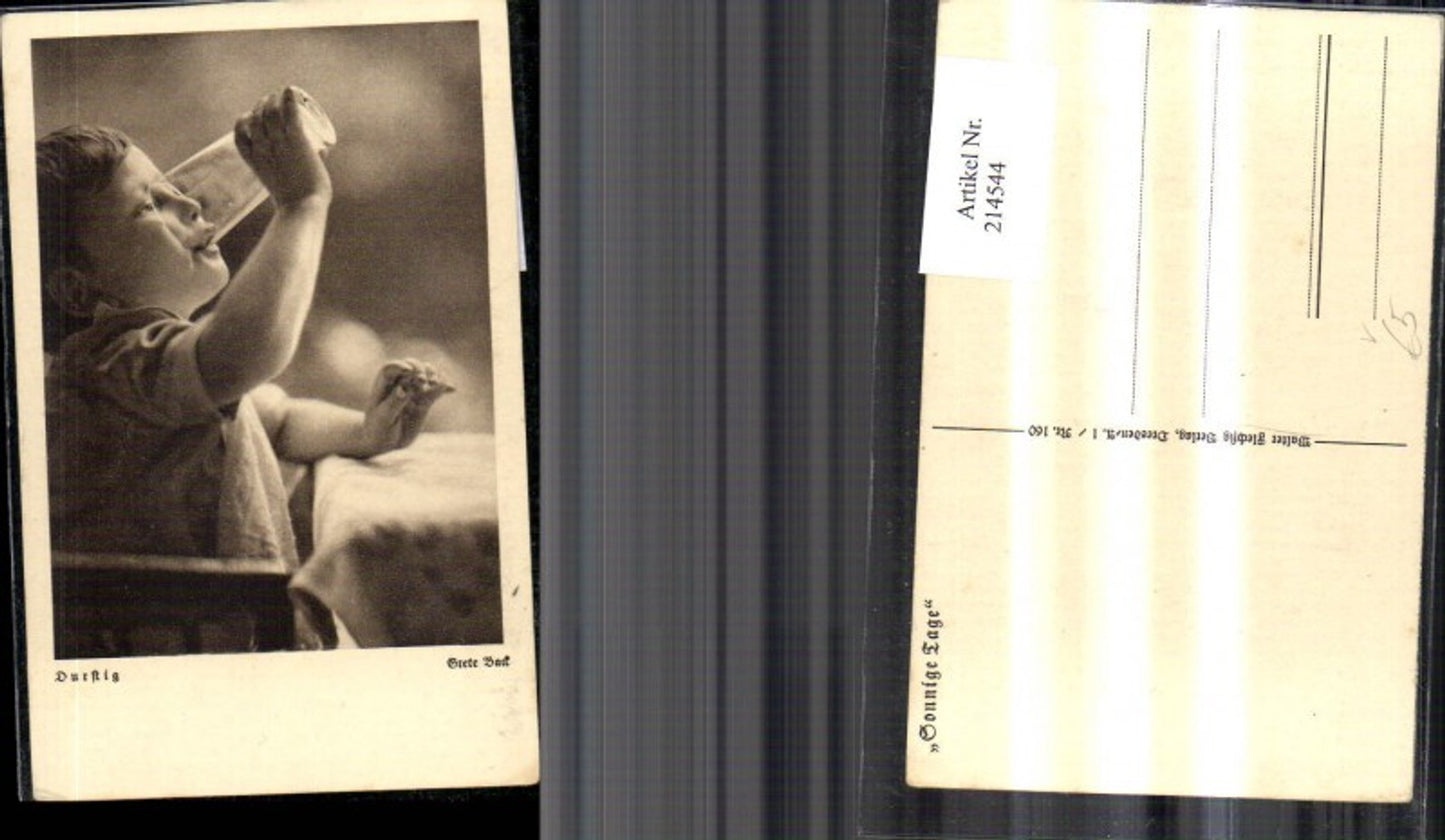 214544,Kind Bub Jung trinkt a. Glas Durstig Grete Bach pub Walter Flechsig