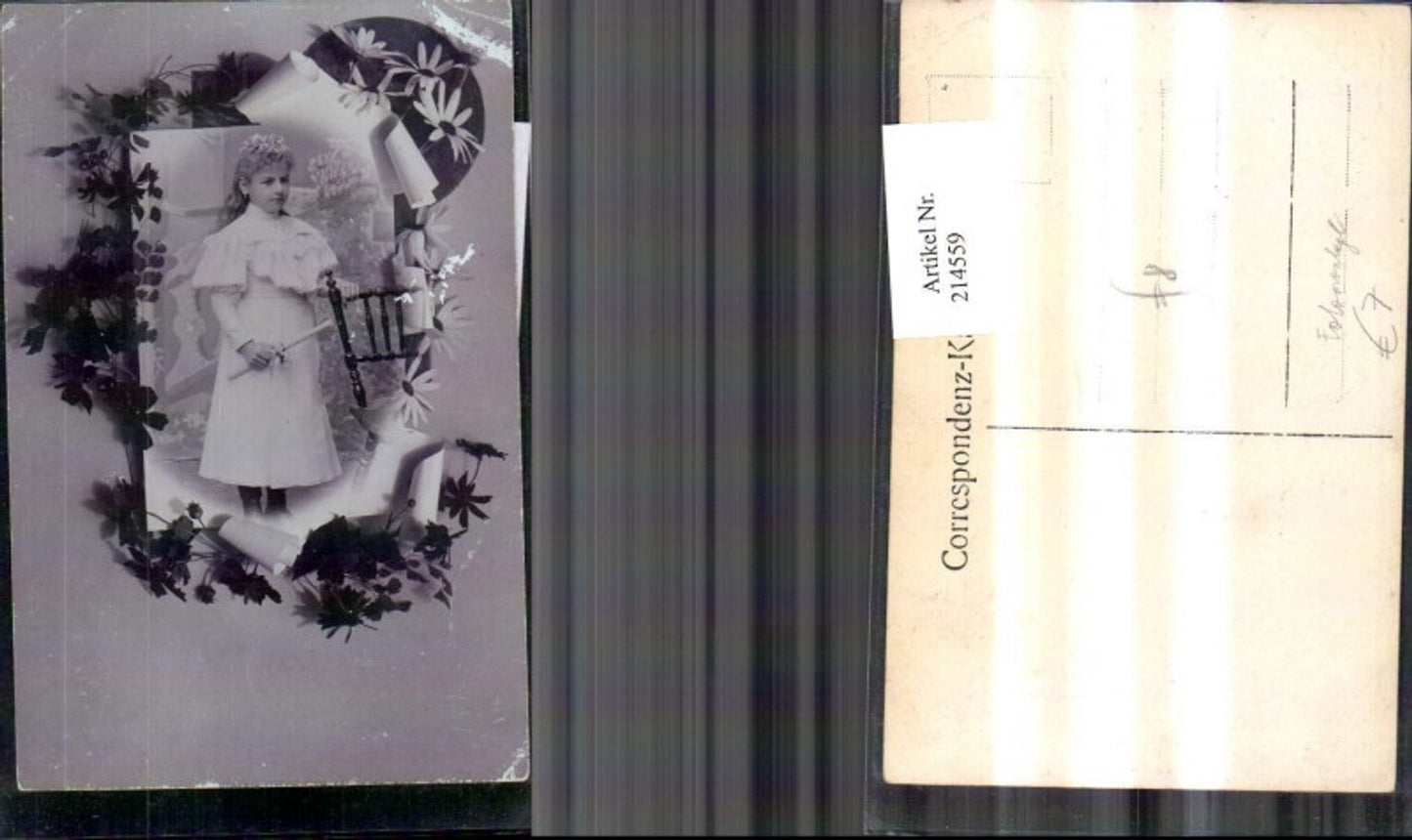 214559,Kind Fotomontage Mädchen m. Kerze Erstkommunion