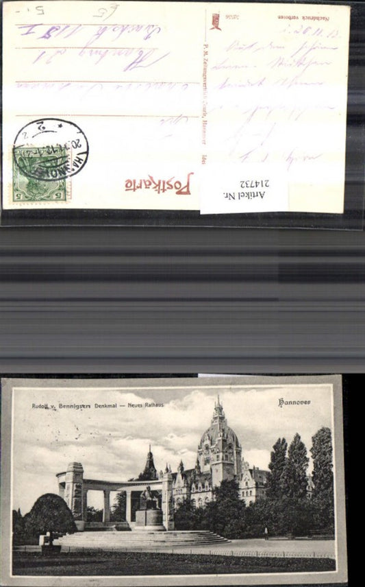 214732,Hannover Rudolf v. Bennigsen Denkmal Neues Rathaus