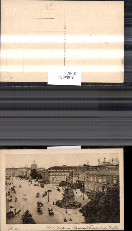 214836,Berlin Unter d. Linden m. Denkmal Friedrichs d. Großen Statue Denkmal