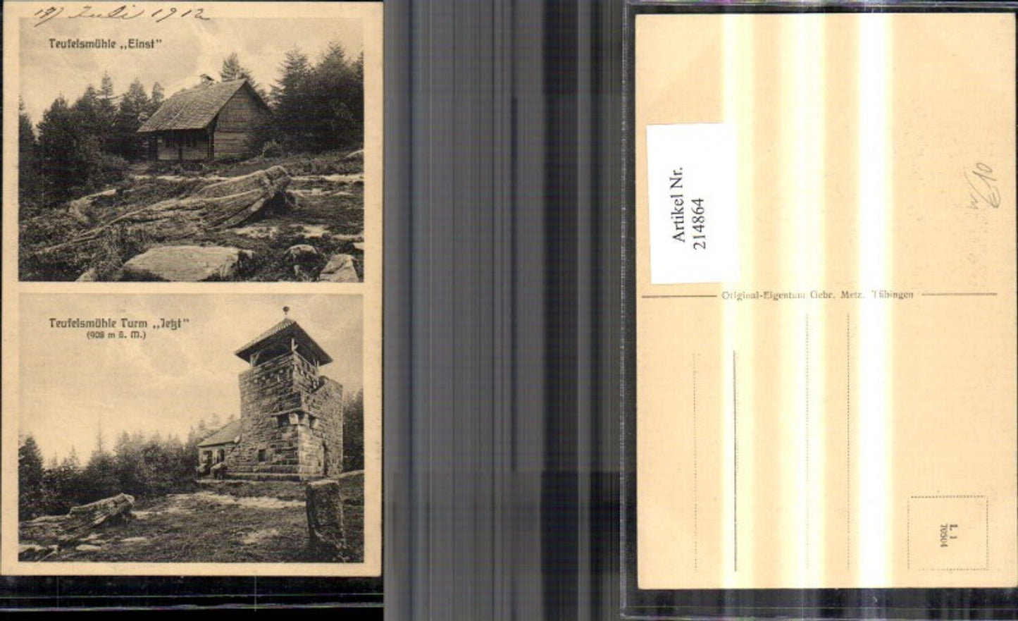 214864,Loffenau Teufelsmühle Einst Teufelmühle Turm Jetzt Mehrbild Ak