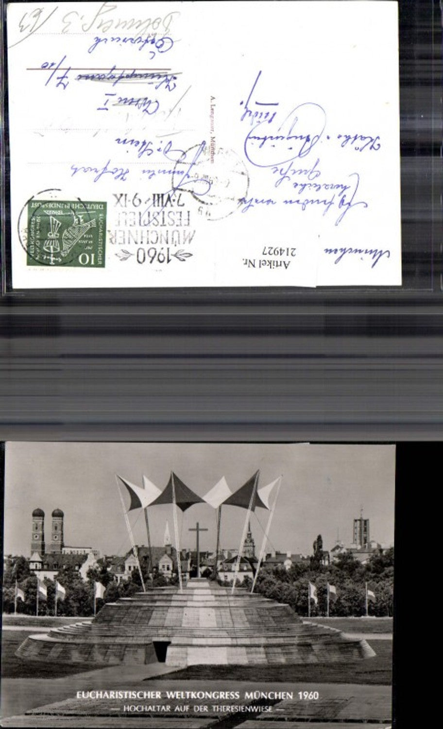 214927,München Eucharistischer Weltkongress Hochaltar a. d. Theresienwiese 1960