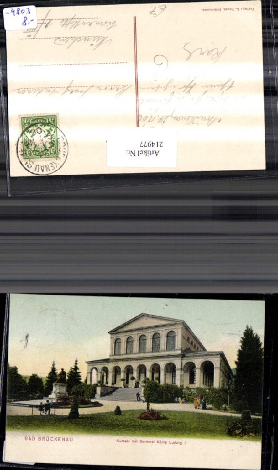 214977,Bad Brückenau Kursaal m. Denkmal König Ludwig I