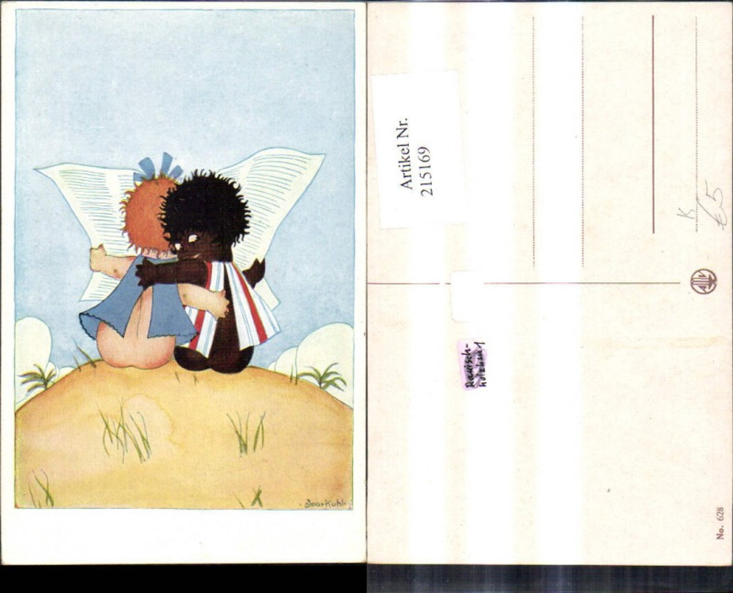 215169,Künstler Ak Spor Kuhl Kinder lesen Zeitung Rückenansicht Schwarzhäutiges Kind