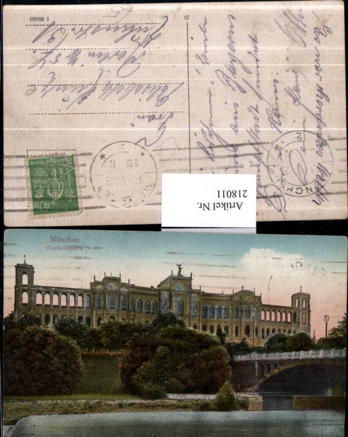 218011,München Maximilianeum Gebäude Brücke