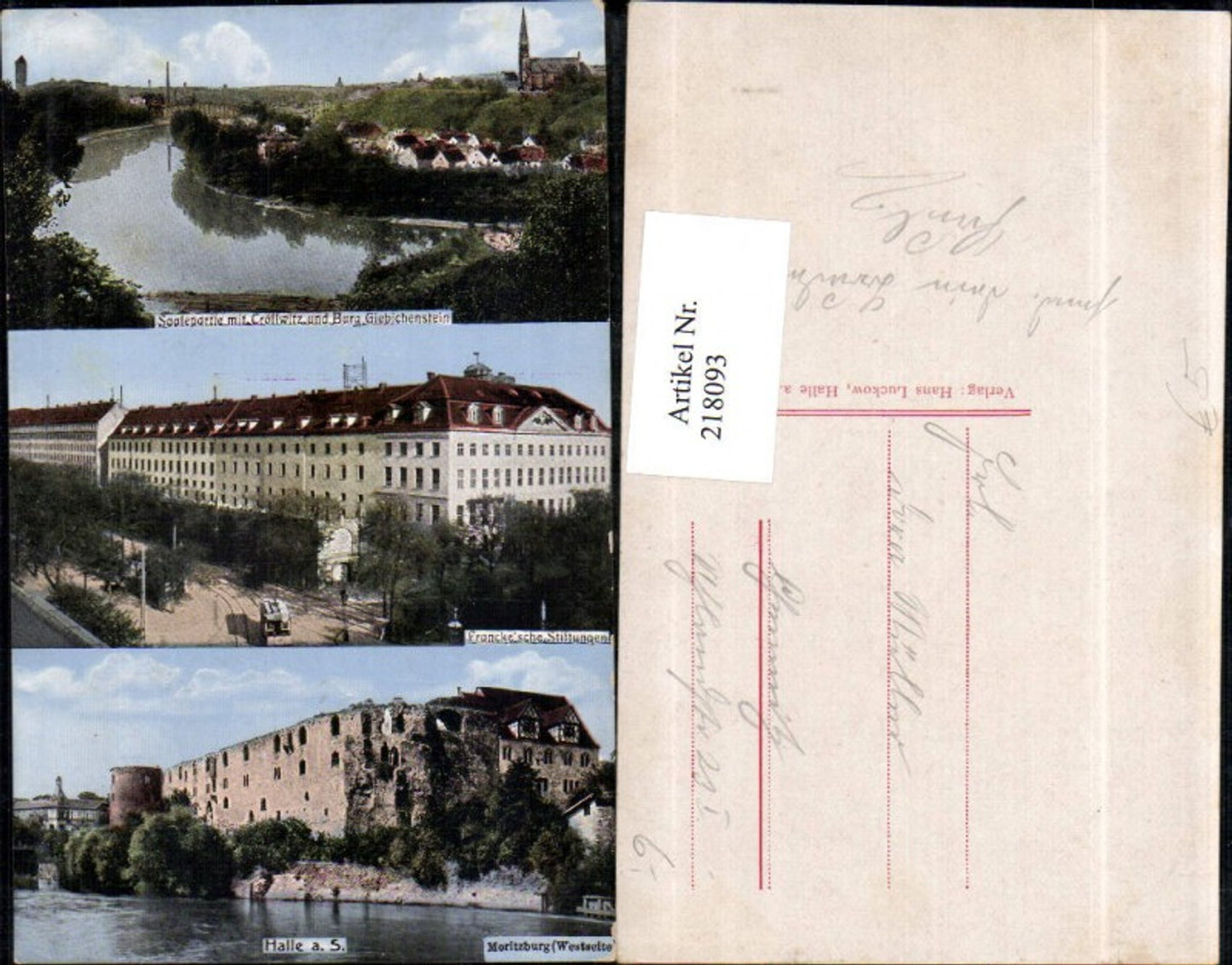 218093,Halle a. d. Saale Moritzburg Frankesche Stiftung Saalepartie m. Cröllwitz u. Burg Giebichenstein Mehrbildkarte