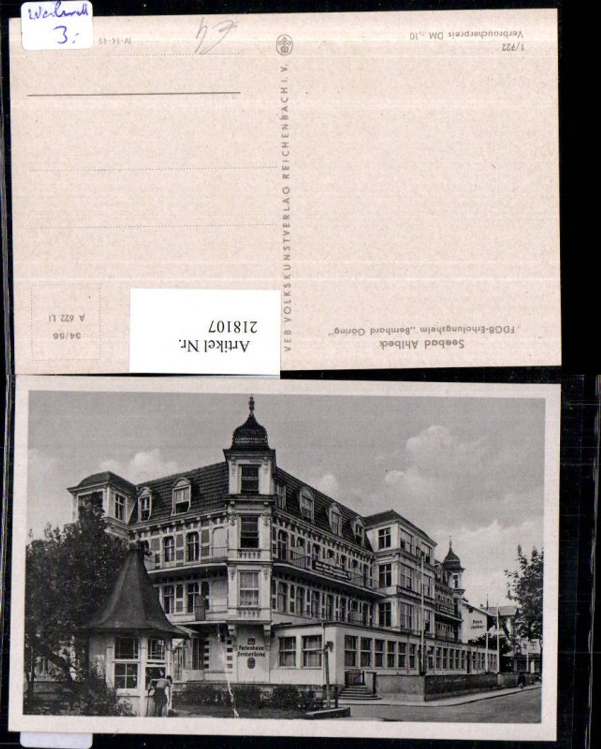 218107,Seebad Ahlbeck FDGB-Erholungsheim „Bernhard Göring“