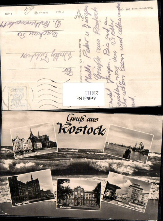218111,Gruß aus Rostock Hafen Universität Lange Straße Reutershagen Ernst-Thälmann-Platz Mehrbildkarte