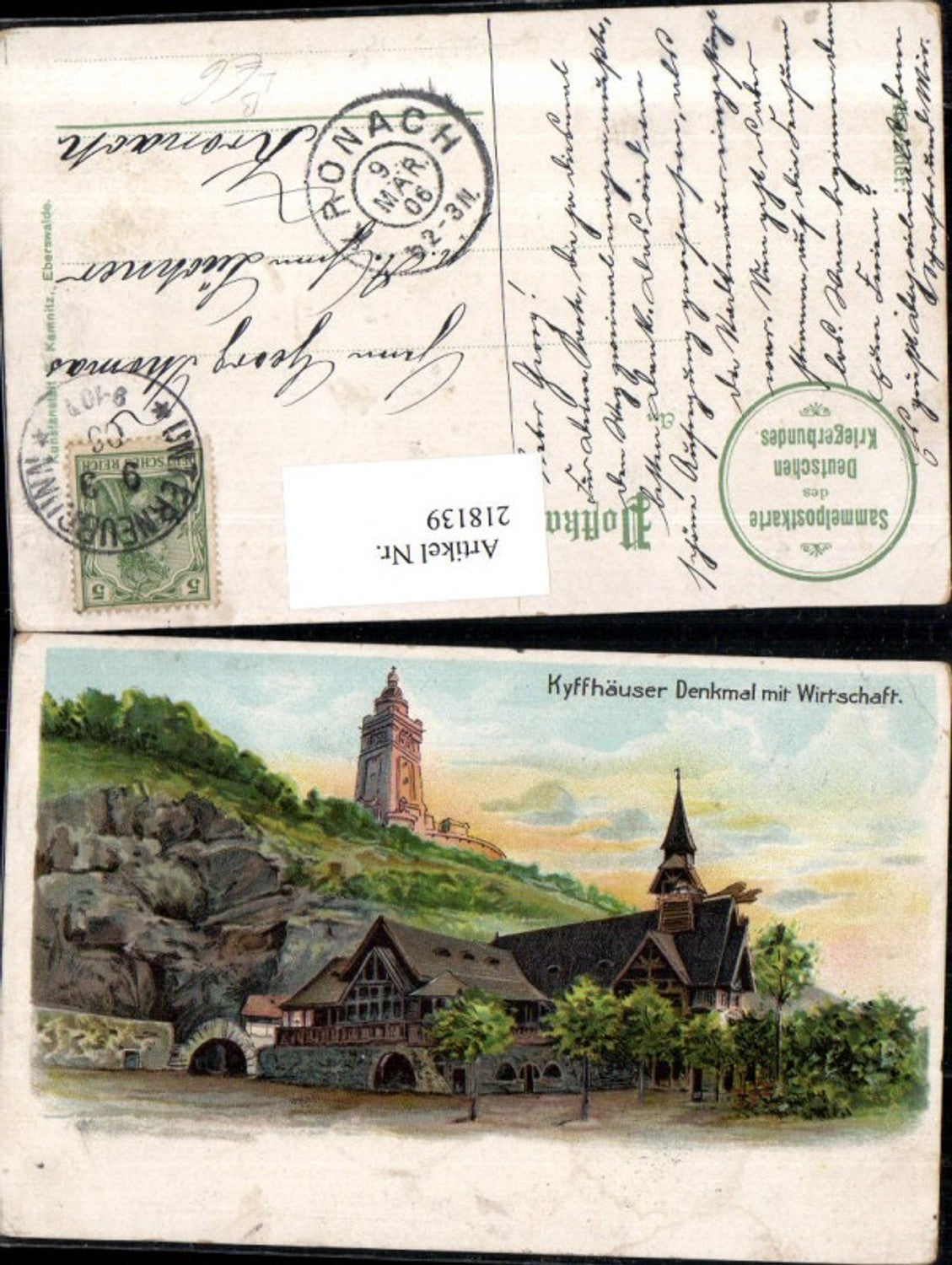218139,Litho AK Kyffhäuser Monument with Economy
