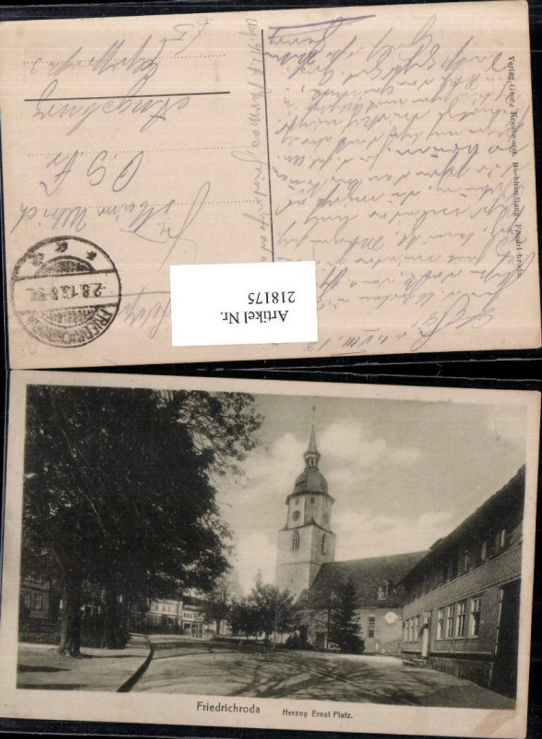 218175,Friedrichroda Herzog Ernst Platz Kirche Straßenansicht
