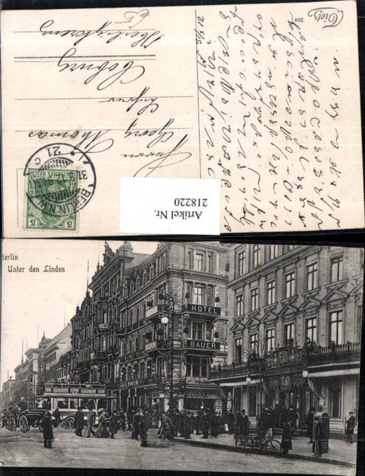 218220,Berlin Unter den Linden Straßenansicht Hotel Bauer