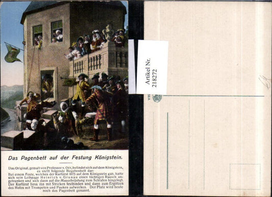 218272,Künstler AK Professor v. Oer Das Pagenbett auf d. Festung Königstein