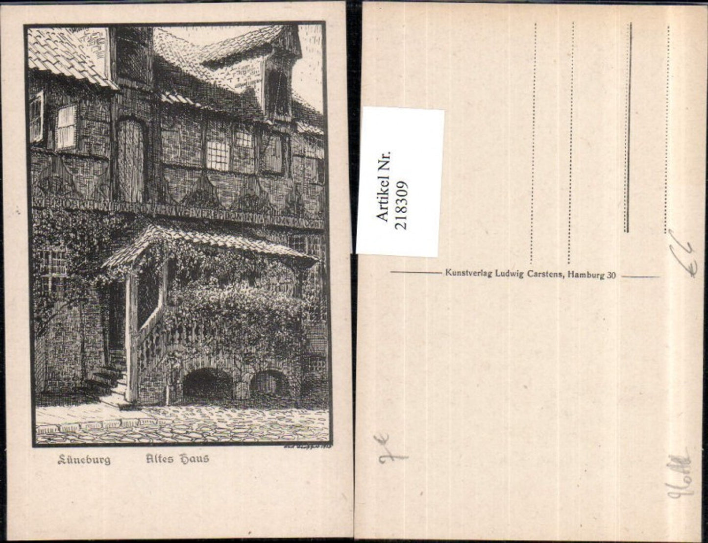 218309,Künstler AK Lüneburg Altes Haus Hausansicht