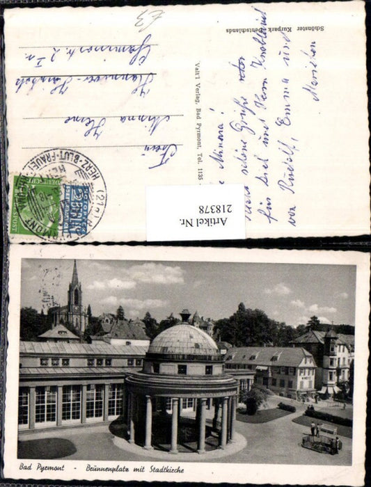 218378,Bad Pyrmont Brunnenplatz m. Stadtkirche Tempel