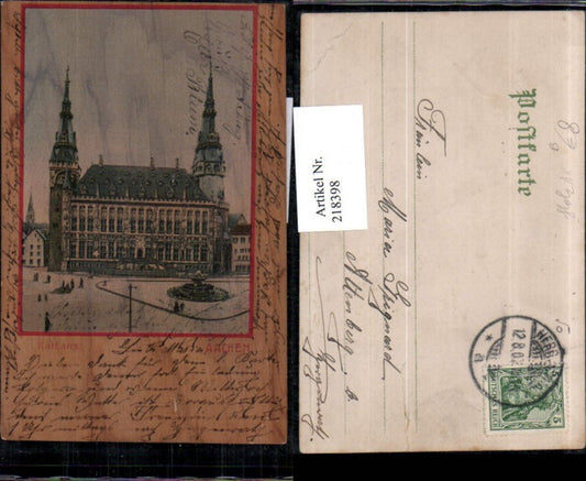 218398,Holz AK Aachen Rathaus m. Rathausturm