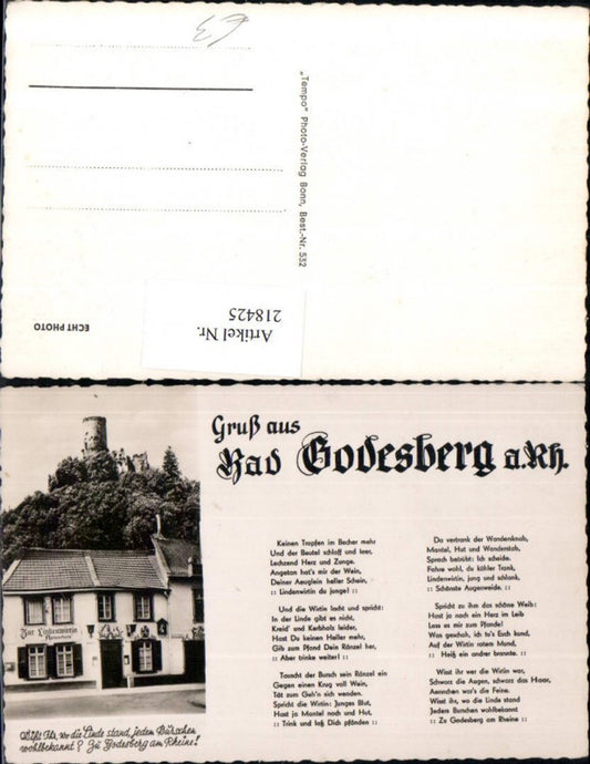 218425,Gruß aus Bad Godesberg a. Rhein Gasthaus „Zur Lindenwitin“ Text Gedicht