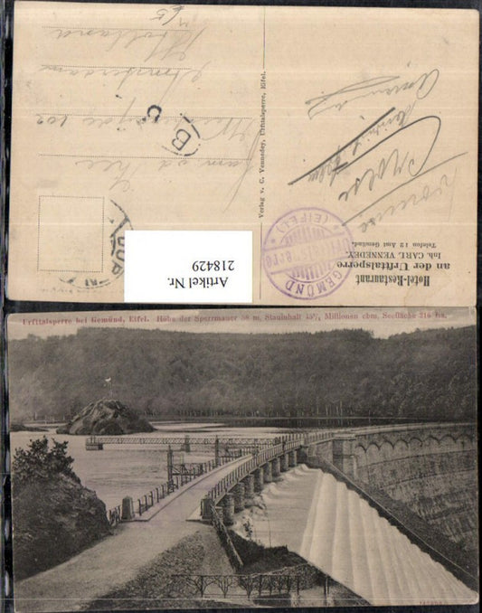 218429,Urfttalsperre b. Gemünd Eifel Brücke Sperre Damm