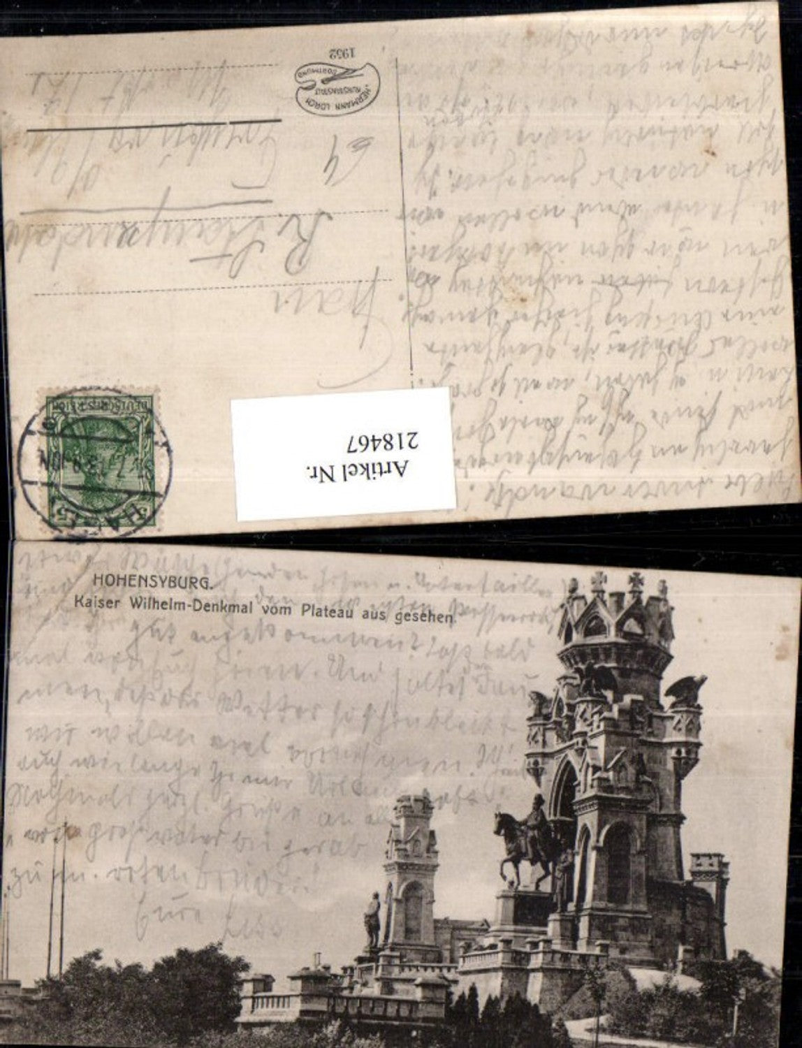 218467,Hohensyburg Kaiser Wilhelm-Denkmal v. Plateau aus gesehen