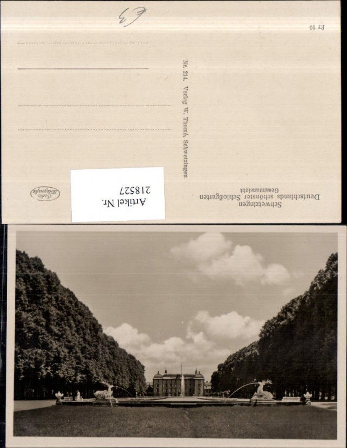218527,Schwetzingen Schlossgarten Totale m. Blick zum Schloss