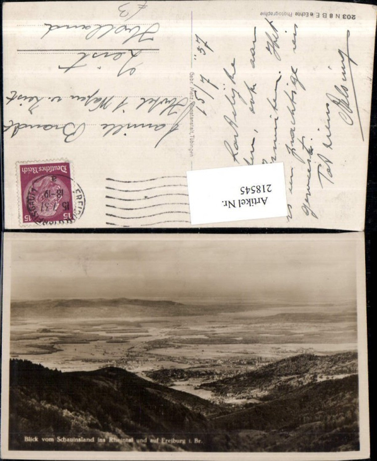 218545,Blick v. Schauinsland ins Rheintal u. Auf Freiburg im Breisgau