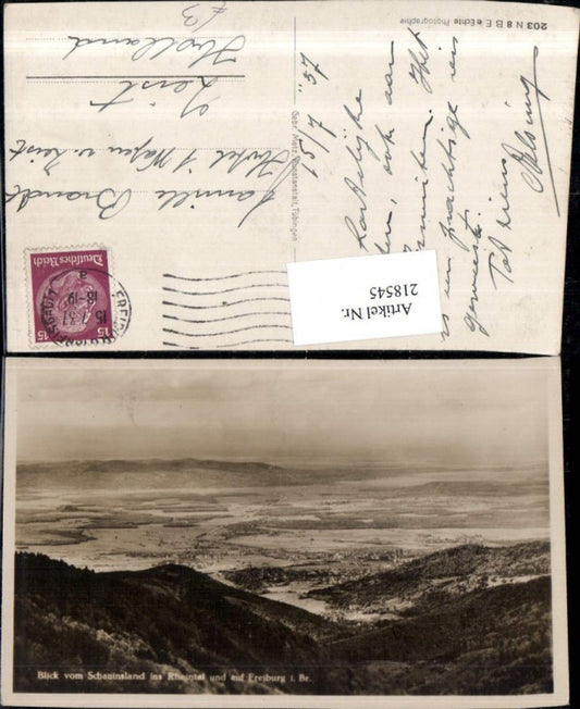 218545,Blick v. Schauinsland ins Rheintal u. Auf Freiburg im Breisgau