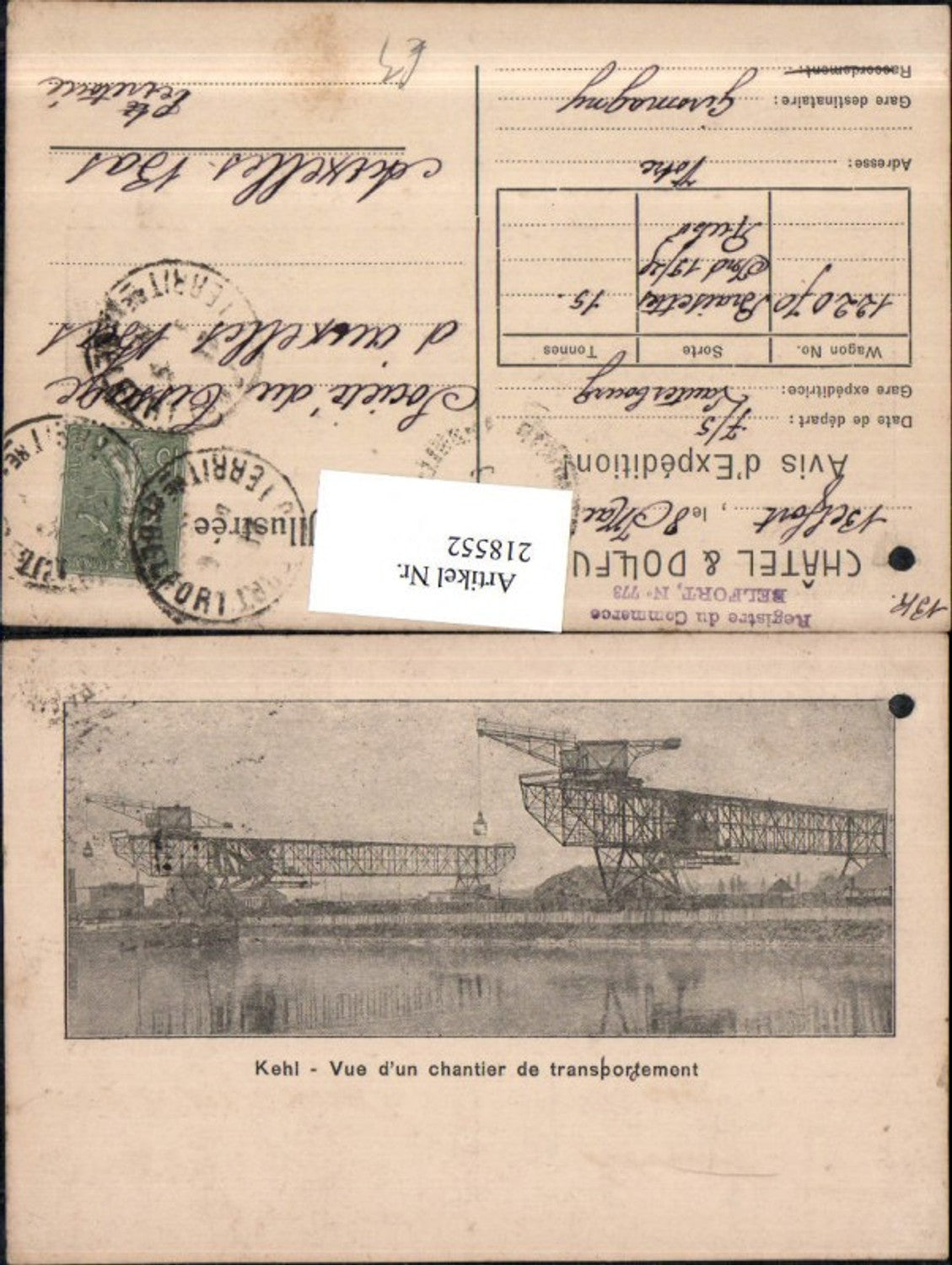 218552,Kehl Vue d'un chantier de transportement