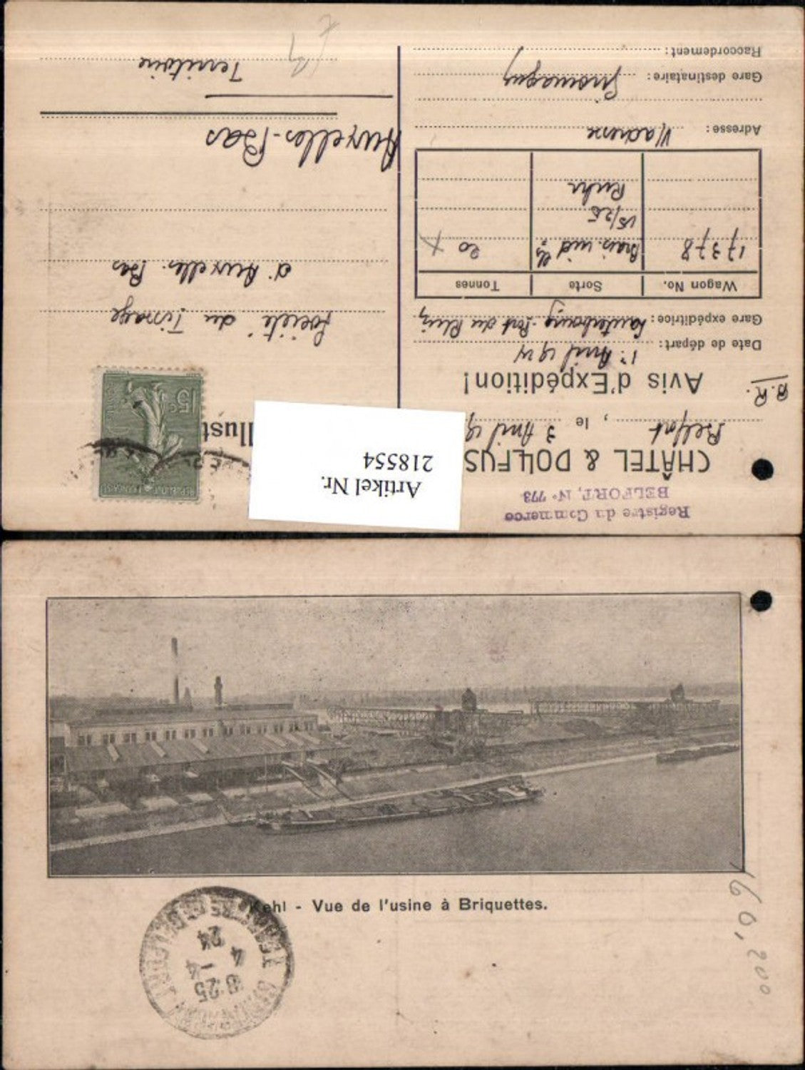218554,Kehl Vue de l'usine a Briquettes