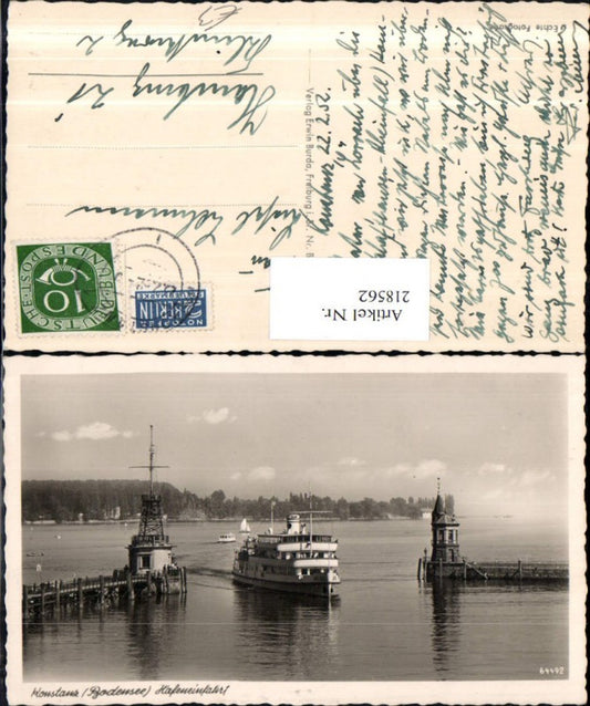 218562, Konstanz on Lake Constance, harbor entrance, steamer, ship