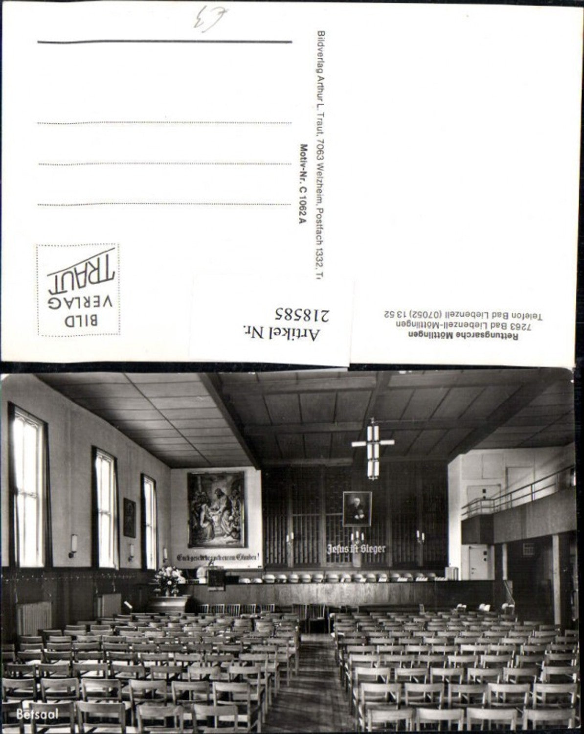 218585,Möttlingen Betsaal Innenansicht