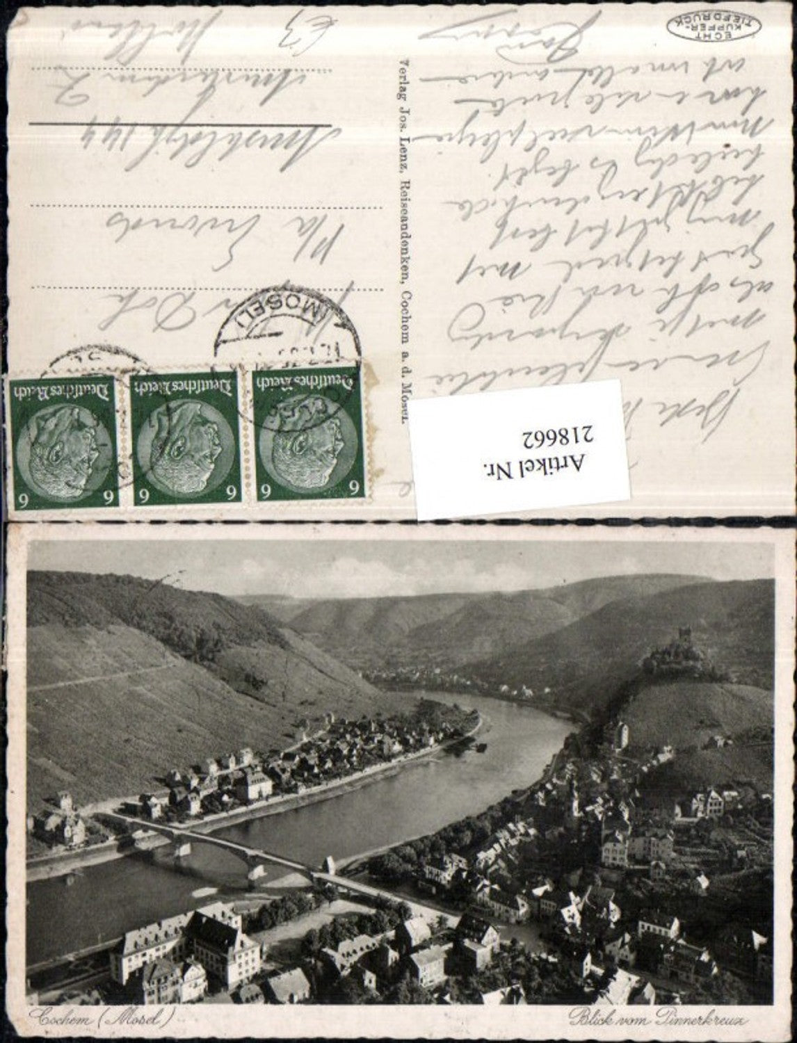 218662,Cochem a. d. Mosel Totale Blick v. Pinnerkreuz