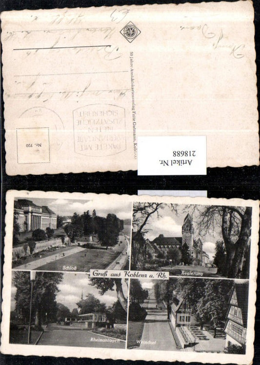 218688,Gruß aus Koblenz a. Rhein Regierung Schloss Rheinanlagen Weindorf Mehrbildkarte
