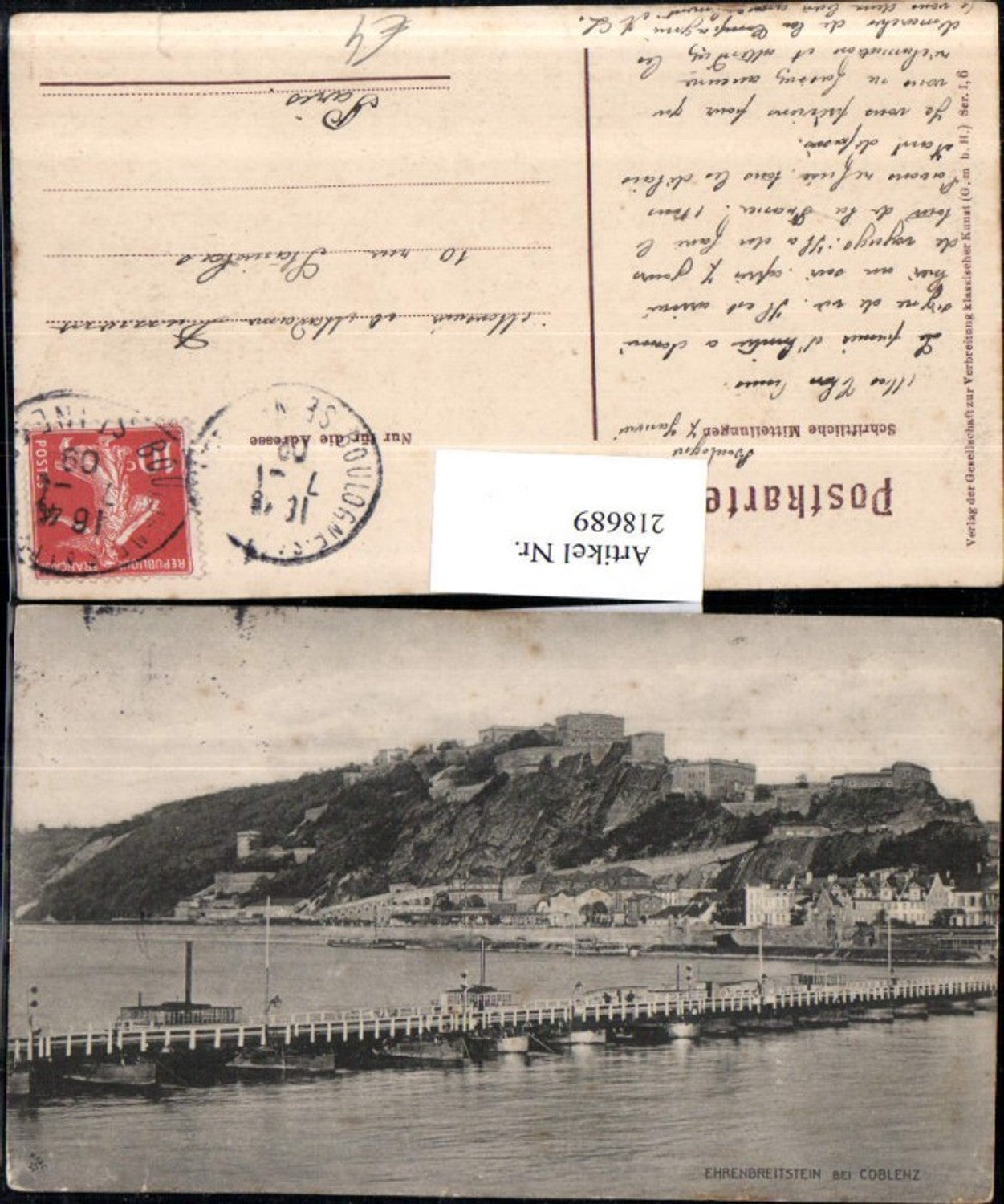 218689,Ehrenbreitstein b. Koblenz Teilansicht Brücke