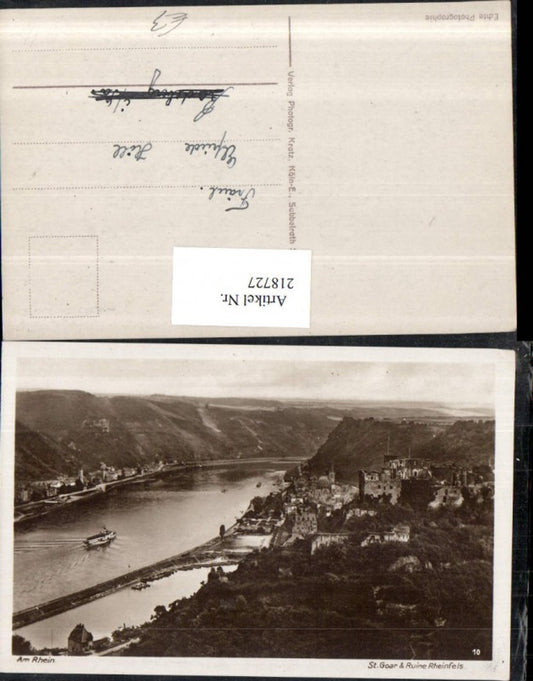 218727,Am Rhein St. Goar u. Ruine Rheinfels Totale