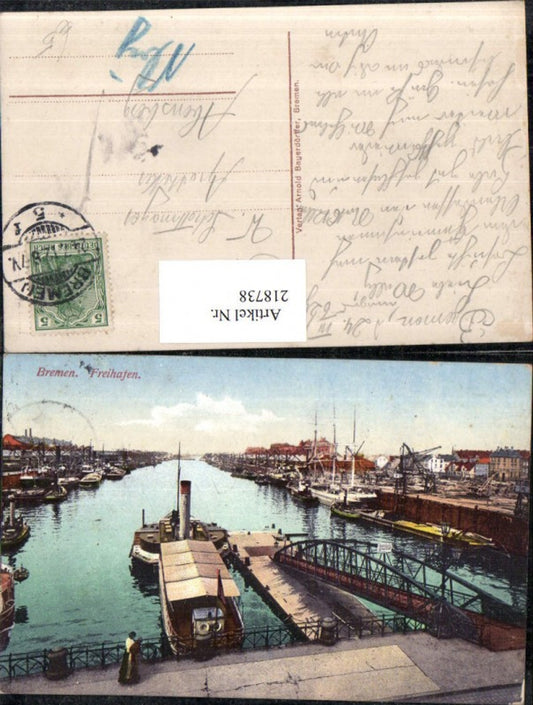 218738,Bremen Freihafen Hafen Dampfer Schiffe Brücke