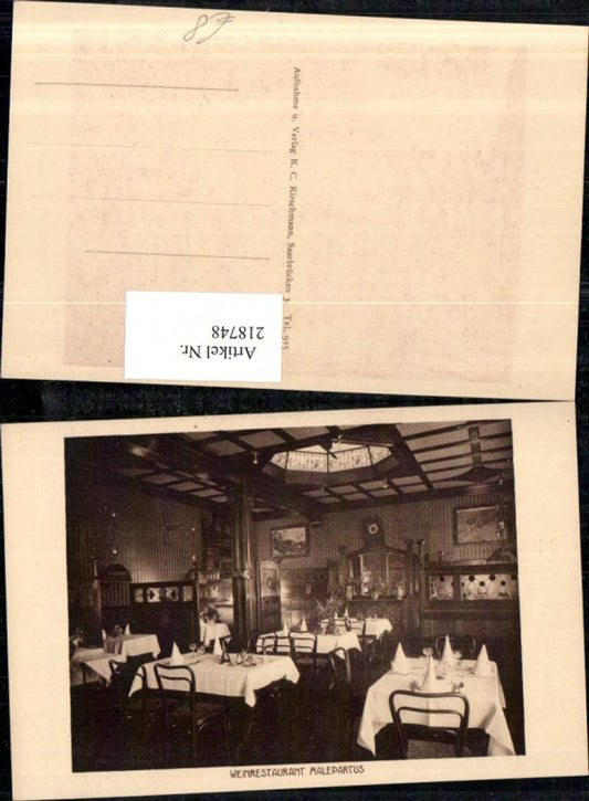 218748,Saarbrücken Weinrestaurant Restaurant Malepartus Innenansicht