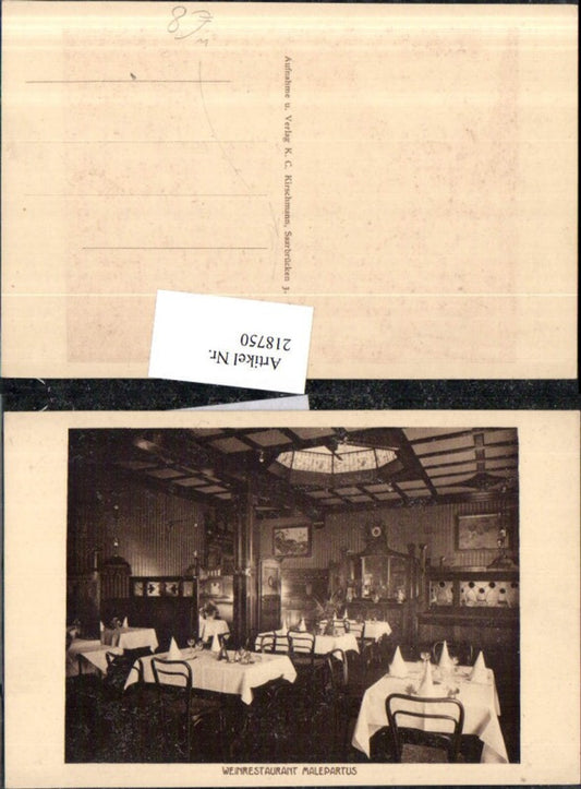 218750,Saarbrücken Weinrestaurant Restaurant Malepartus Innenansicht