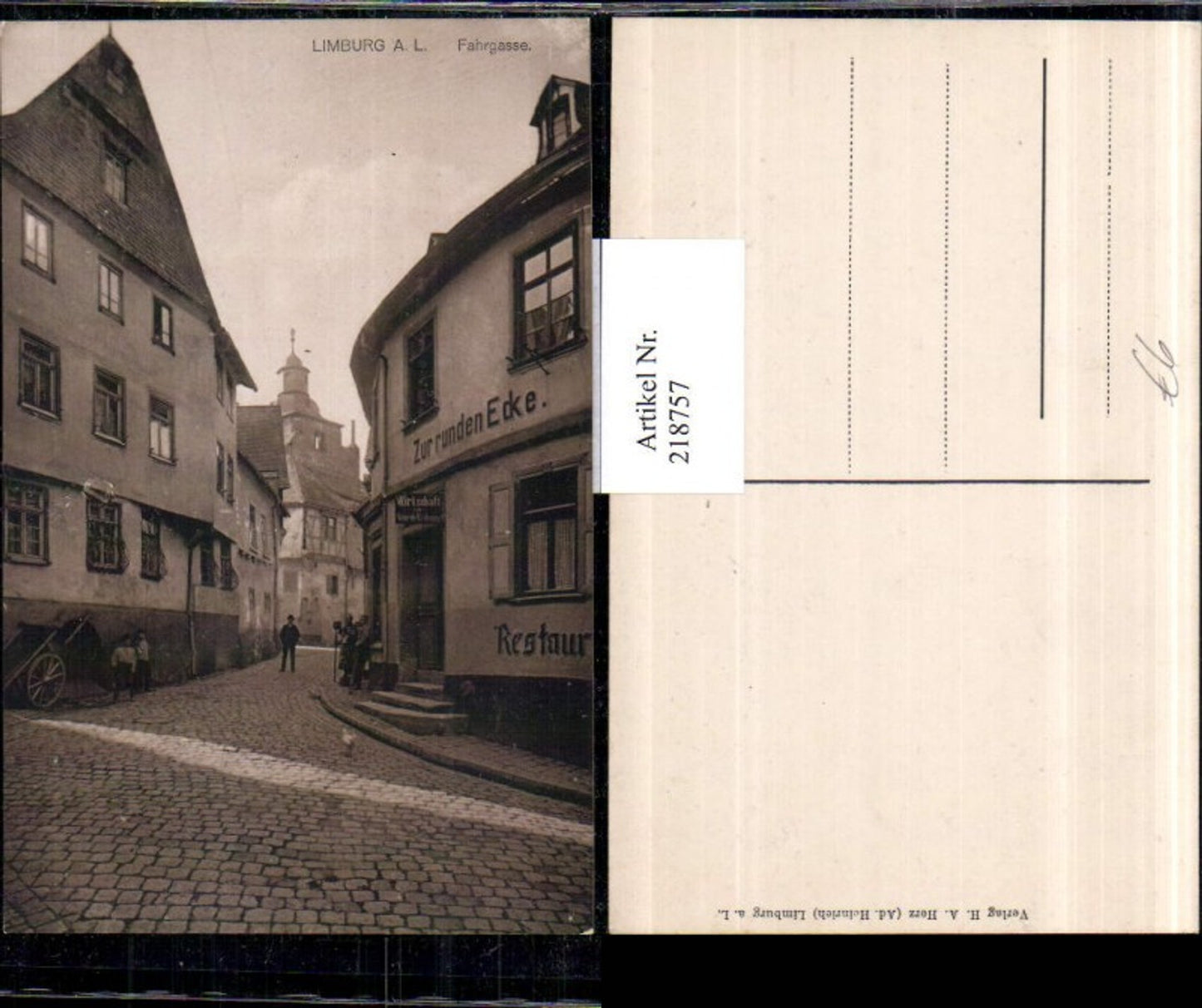 218757,Limburg a. d. Lahn Fahrgasse Straßenansicht Restaurant „Zur runden Ecke“