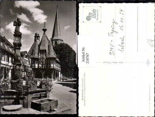 218767,Michelstadt Odenwald Marktplatz m. Rathaus Brunnen