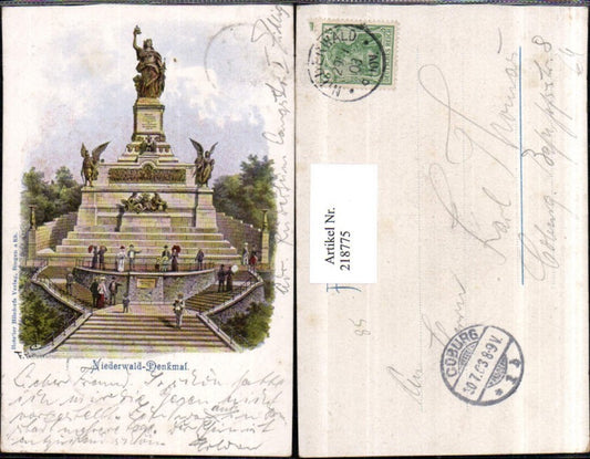 218775,Künstler AK F. Perlberg „Niederwald-Denkmal“ b. Rüdesheim