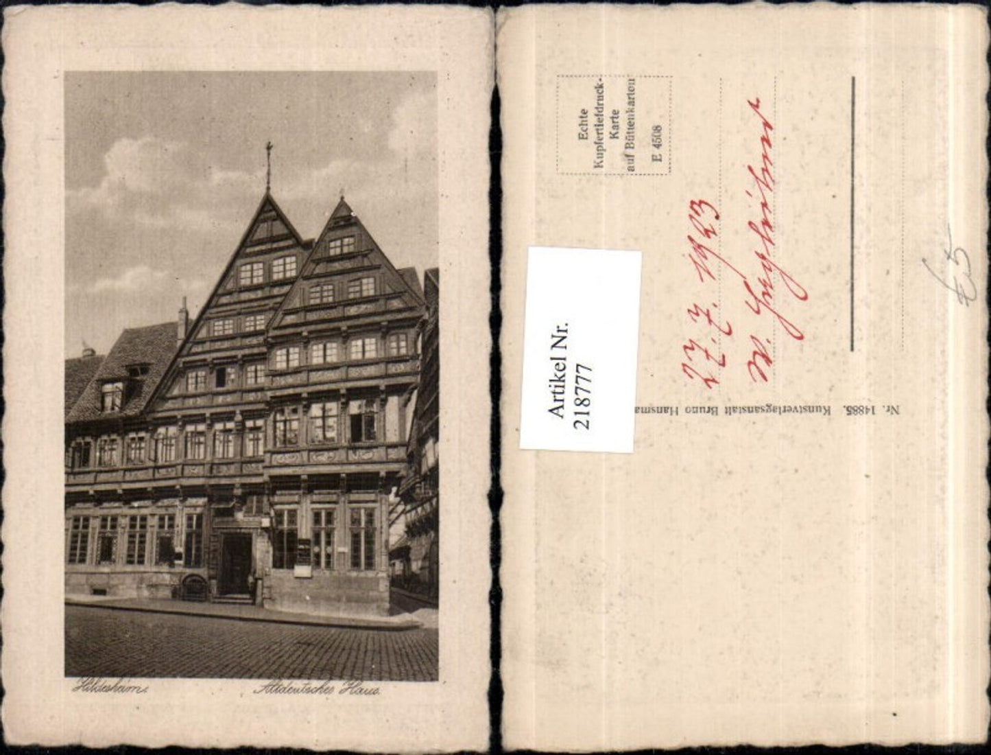 218777,Präge AK Hildesheim Altdeutsches Haus Hausansicht