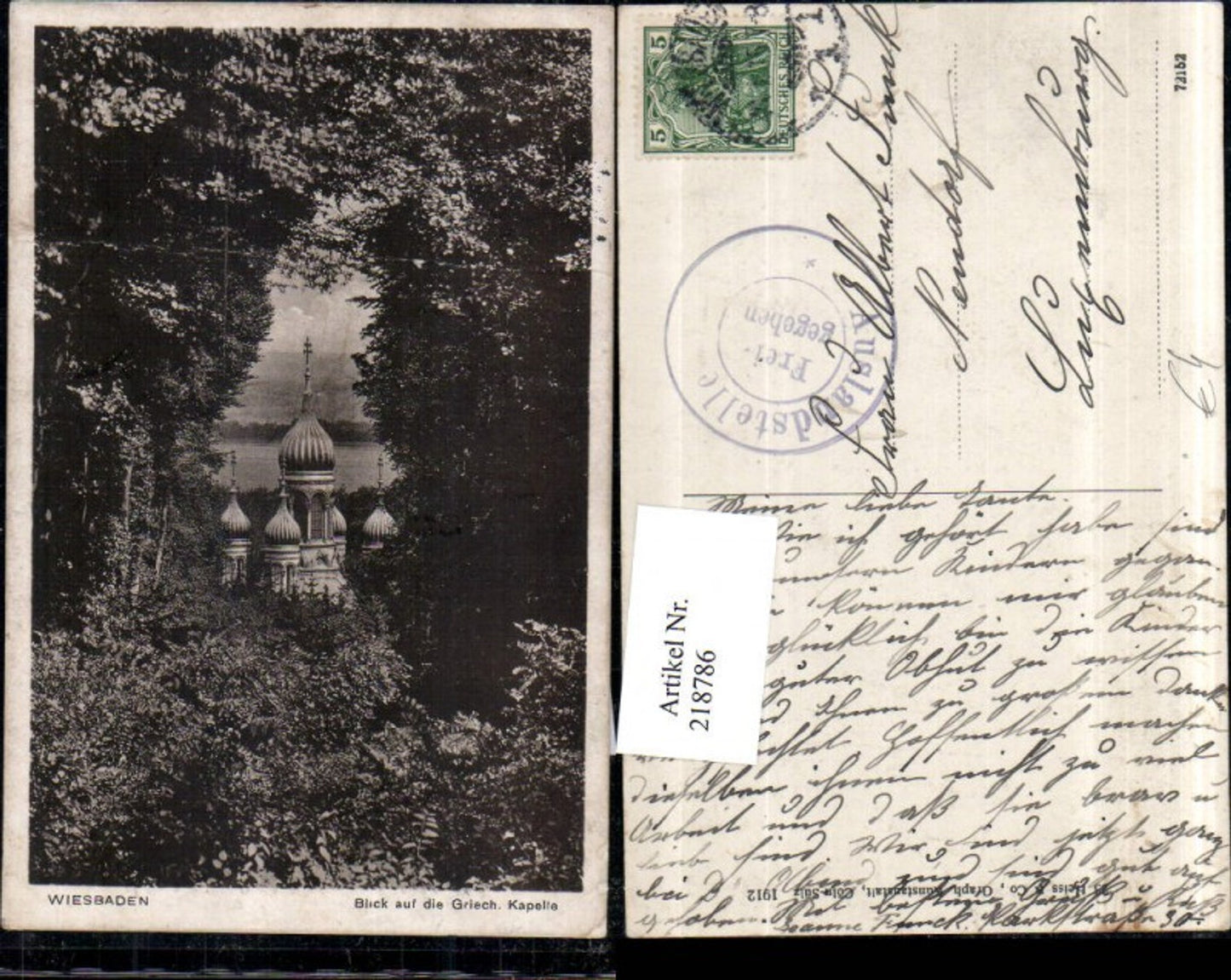 218786,Wiesbaden Durchblick zur Griechischen Kirche Kapelle