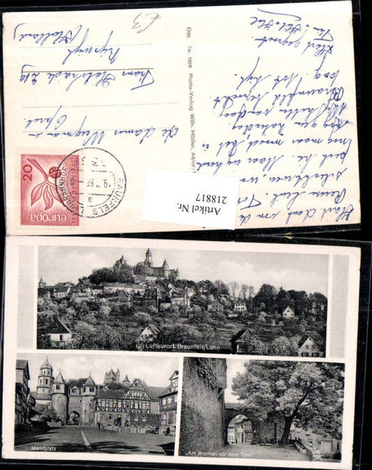 218817,Braunfels a. d. Lahn Totale Marktplatz Platz „Am Brunnen vor dem Tore“ Mehrbildkarte