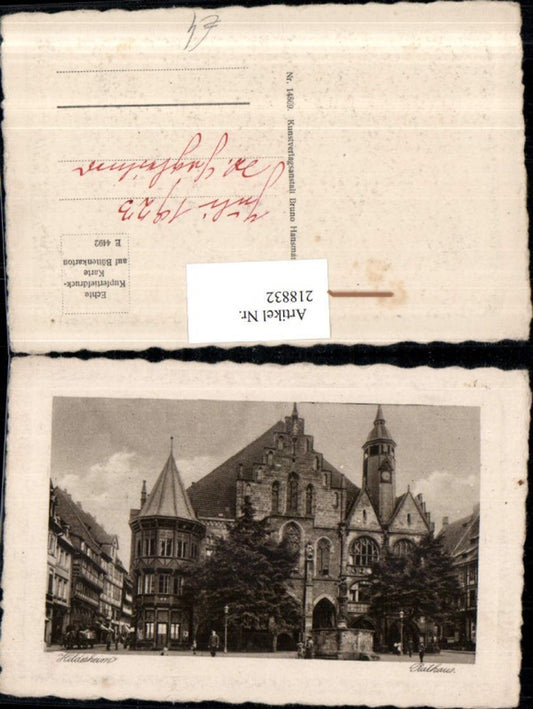 218832,Präge AK Hildesheim Rathaus Brunnen