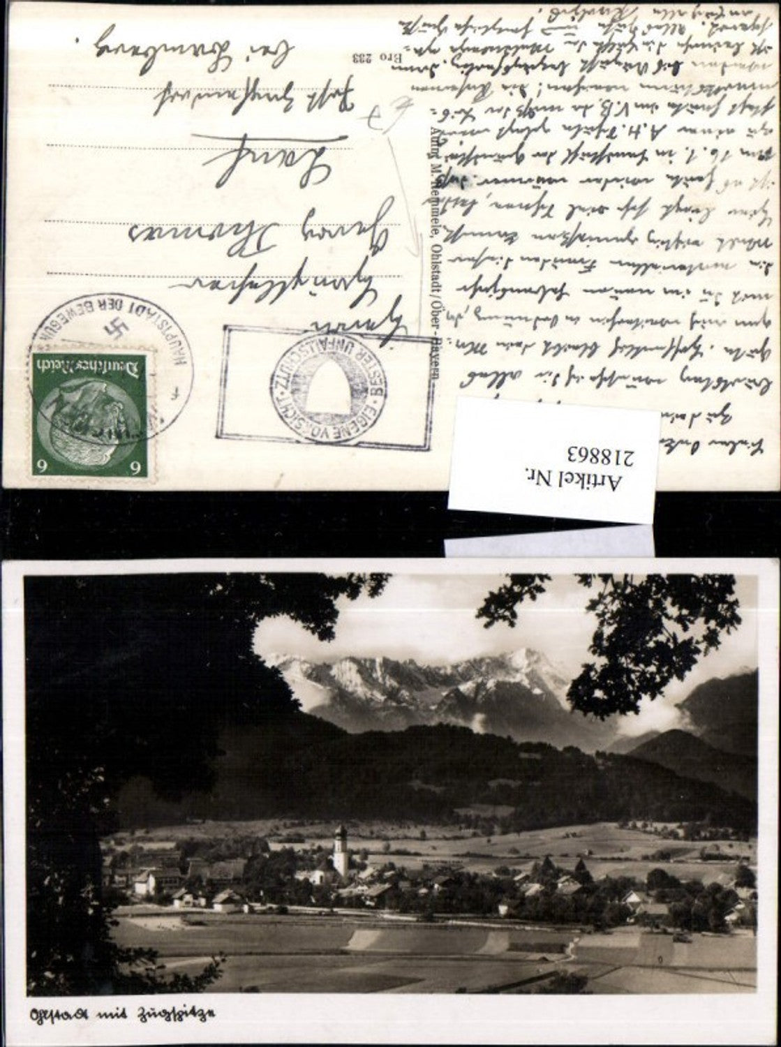 218863,Ohlstadt Teilansicht m. Zugspitze