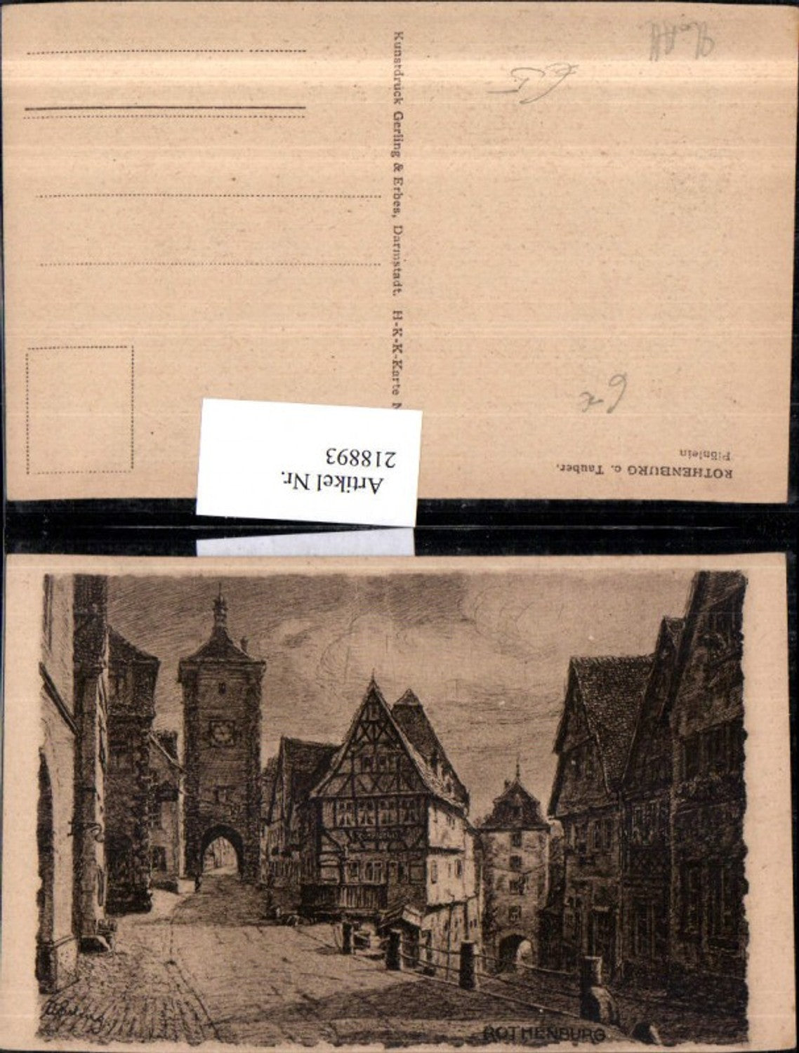 218893,Künstler AK Gerling Rothenburg ob der Tauber Plönlein Straßenanischt