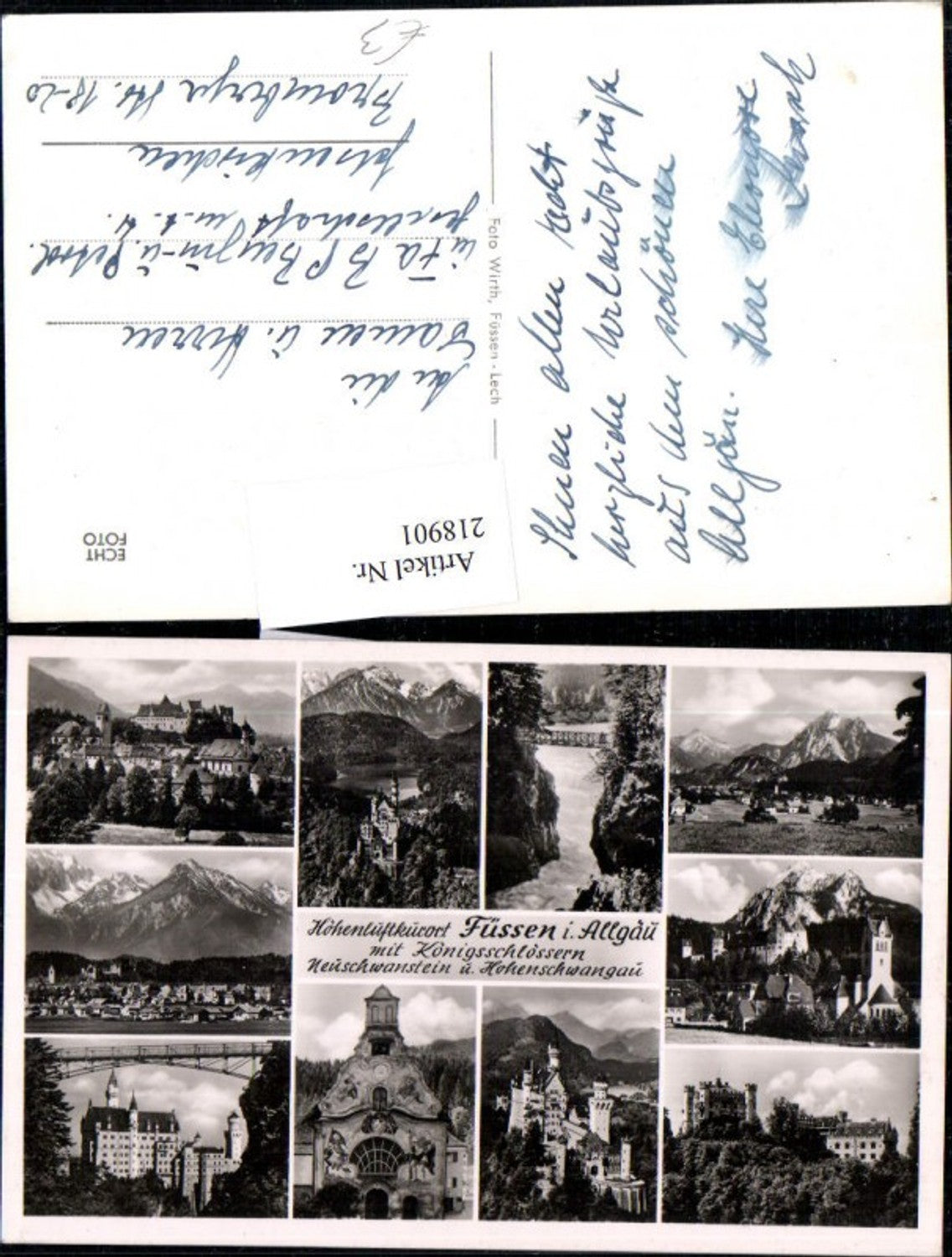 218901,Füssen im Allgäu Totale m. Königsschlössern Neuschwanstein u. Hohenschwangau Mehrbildkarte