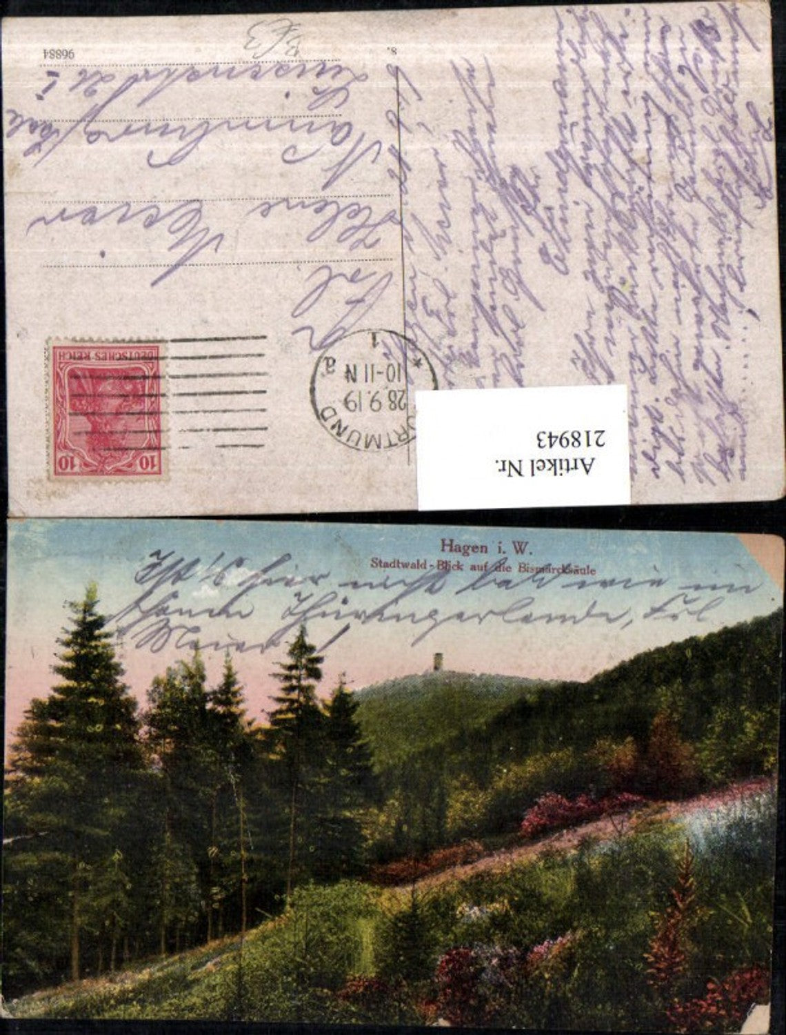 218943,Hagen i. Westfalen Stadtwald-Blick auf d. Bismarcksäule