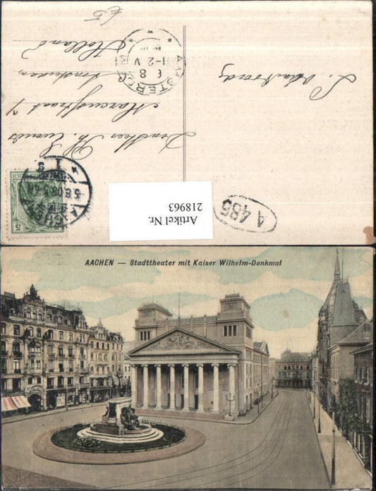 218963,Aachen Stadttheater Theater m. Kaiser Wilhelm-Denkmal
